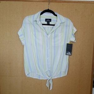 Jordache ss tie front stripe shirt size xs